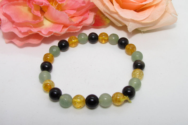 Brahmatells Path to Abundance Bracelet – Citrine, Black Obsidian & Green Aventurine - BrahmatellsStore