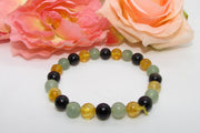 Brahmatells Path to Abundance Bracelet – Citrine, Black Obsidian & Green Aventurine - BrahmatellsStore