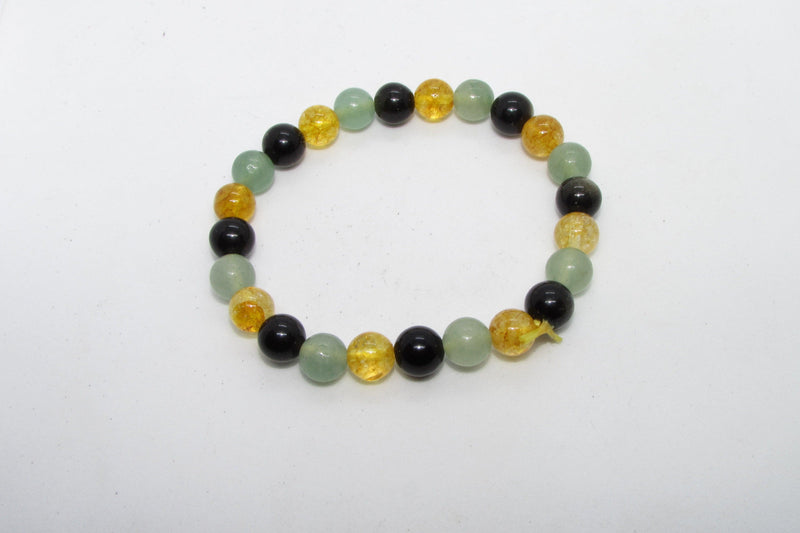 Brahmatells Path to Abundance Bracelet – Citrine, Black Obsidian & Green Aventurine - BrahmatellsStore