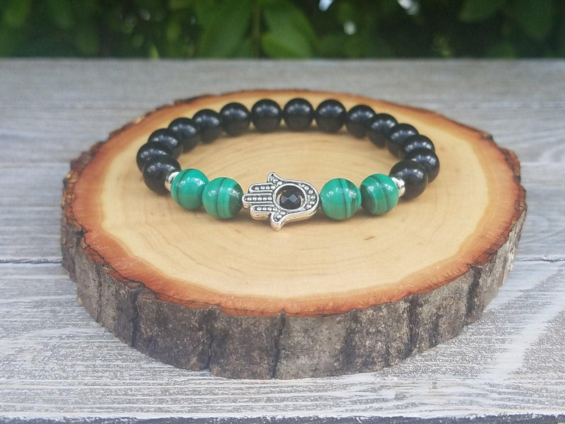 Brahmatells Protection Bracelet: Malachite & Tourmaline | Shield Against Negative Energy - BrahmatellsStore