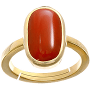 Brahmatells Red Coral Capsule-Cherry-Red Ring in Golden Setting: Mars-Infused Elegance - BrahmatellsStore