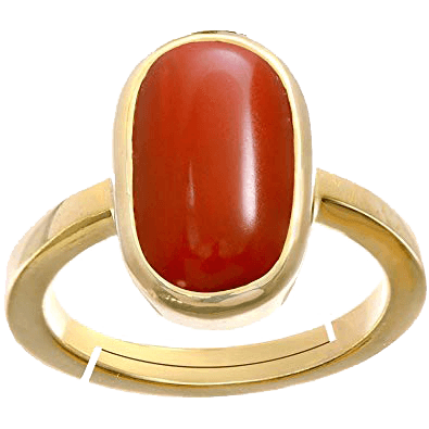 Brahmatells Red Coral Capsule-Cherry-Red Ring in Golden Setting: Mars-Infused Elegance - BrahmatellsStore