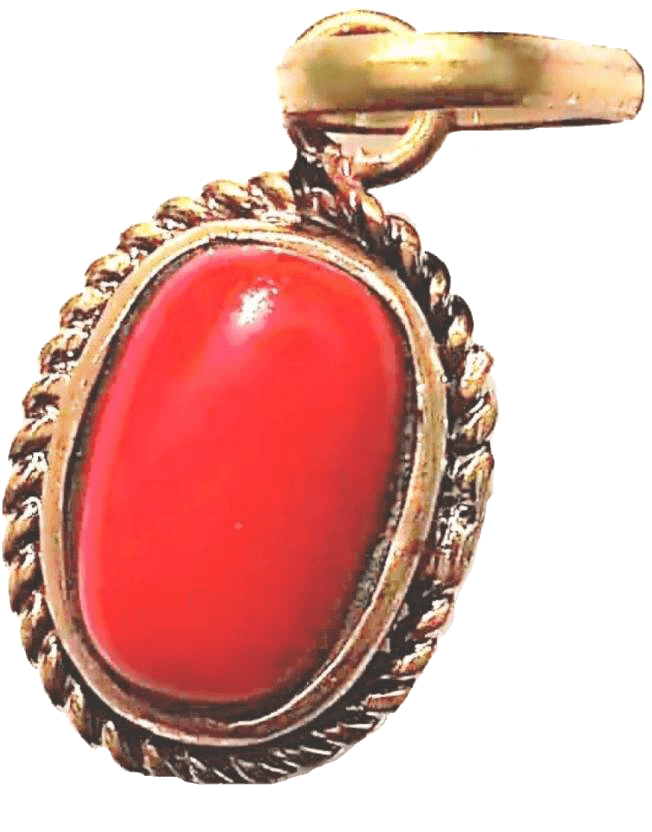 Brahmatells Red Coral Capsule-Rose-Red Pendant: Mars-Inspired Gem for Empowerment - BrahmatellsStore