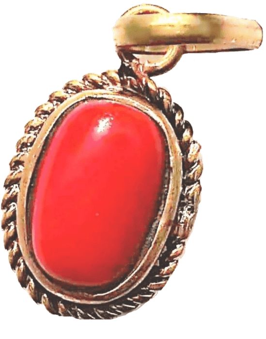 Brahmatells Red Coral Capsule-Rose-Red Pendant: Mars-Inspired Gem for Empowerment - BrahmatellsStore
