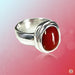 Brahmatells Red Coral Oval-Apple-Red Ring in Golden Setting: Mars-Infused Gem for Empowerment - BrahmatellsStore