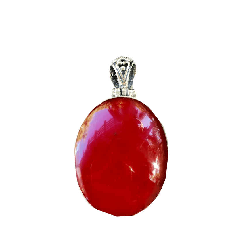 Brahmatells Red Coral Oval-Light-Red Pendant: Harness the Power of Mars - BrahmatellsStore