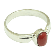Brahmatells Red Coral Oval Ring in Silver Setting - BrahmatellsStore