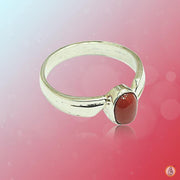 Brahmatells Red Coral Oval Ring in Silver Setting - BrahmatellsStore