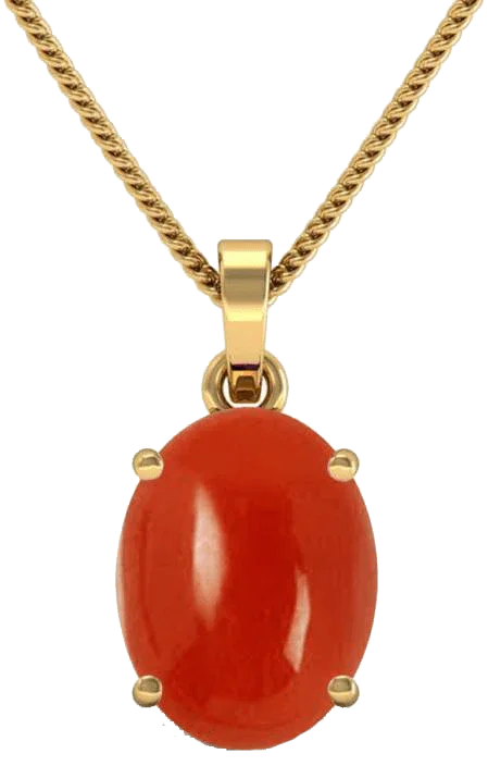 Brahmatells Red Coral Oval-Tomato-Red Pendant: Mars-Inspired Gemstone for Empowerment