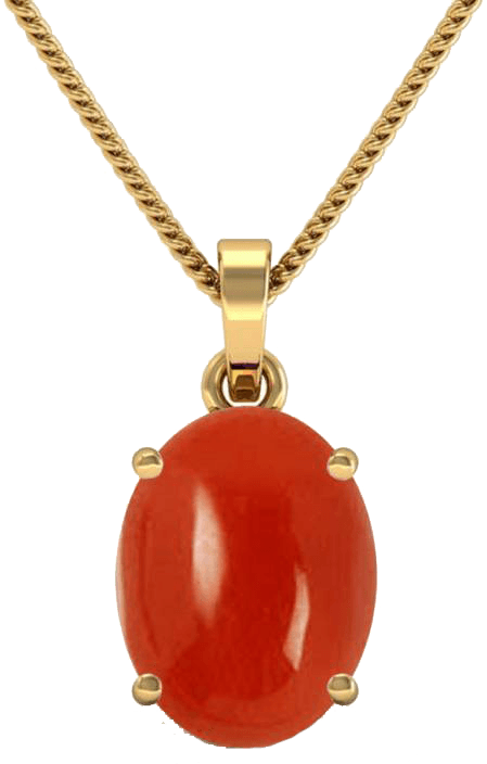 Brahmatells Red Coral Oval-Tomato-Red Pendant: Mars-Inspired Gemstone for Empowerment - BrahmatellsStore