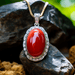 Brahmatells Red Coral Oval-Wine-Red Pendant: Mars-Infused Gemstone for Empowerment - BrahmatellsStore