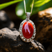 Brahmatells Red Coral Oval-Wine-Red Pendant: Mars-Infused Gemstone for Empowerment - BrahmatellsStore