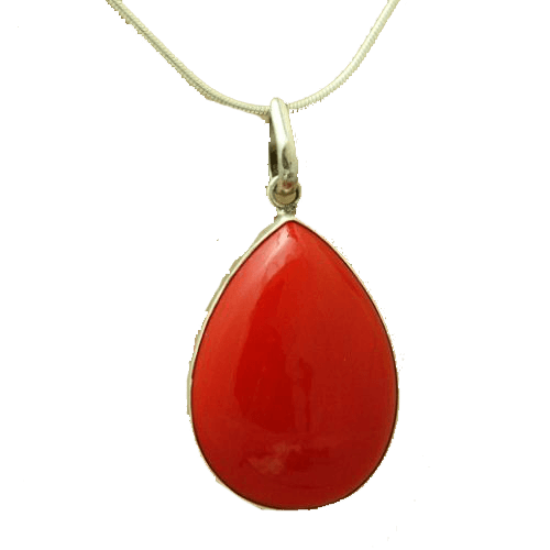 Brahmatells Red Coral Pear-Drop-Cherry-Red Pendant: Mars-Infused Elegance - BrahmatellsStore