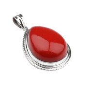 Brahmatells Red Coral Pear-Drop-Crimson-Red Pendant: Mars-Inspired Gemstone - BrahmatellsStore