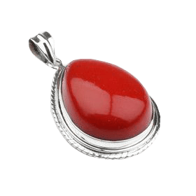Brahmatells Red Coral Pear-Drop-Crimson-Red Pendant: Mars-Inspired Gemstone - BrahmatellsStore
