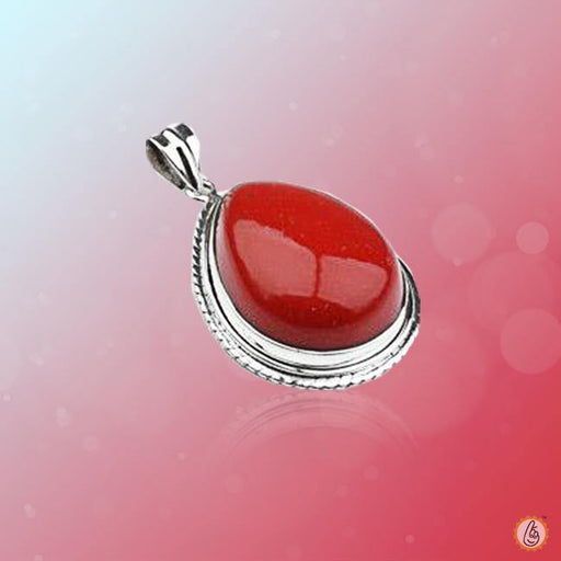 Brahmatells Red Coral Pear-Drop-Crimson-Red Pendant: Mars-Inspired Gemstone - BrahmatellsStore