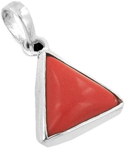 Brahmatells Red Coral Triangle-Apple-Red Silver Pendant: A Mars-Inspired Gemstone - BrahmatellsStore