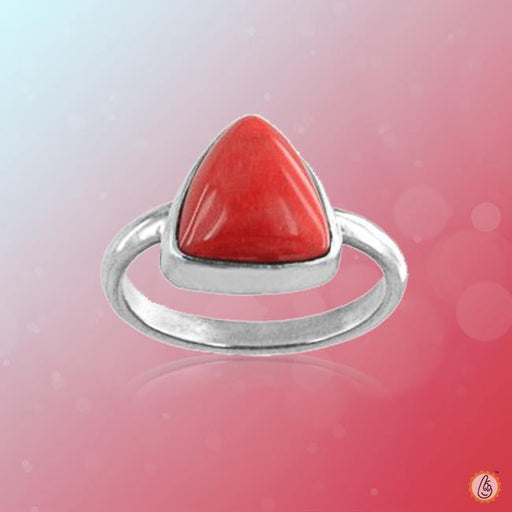 Brahmatells Red Coral Triangle-Cherry-Red Ring: A Mars-Inspired Astrological Jewel - BrahmatellsStore