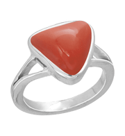 Brahmatells Red Coral Triangular-Blood-Red Ring: A Mars-Inspired Astrological Jewel - BrahmatellsStore