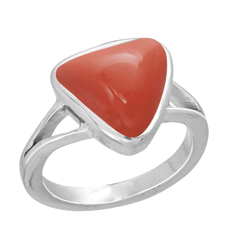 Brahmatells Red Coral Triangular-Blood-Red Ring: A Mars-Inspired Astrological Jewel - BrahmatellsStore