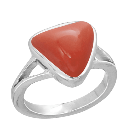 Brahmatells Red Coral Triangular-Blood-Red Ring: A Mars-Inspired Astrological Jewel - BrahmatellsStore