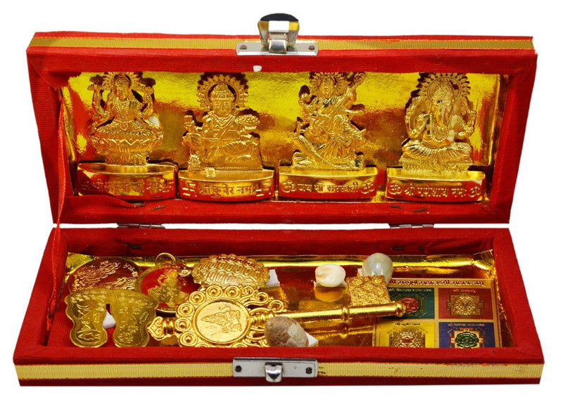 Brass Sri Dhan Laxmi -Kuber Bhandari Yantra (Gold) - BrahmatellsStore
