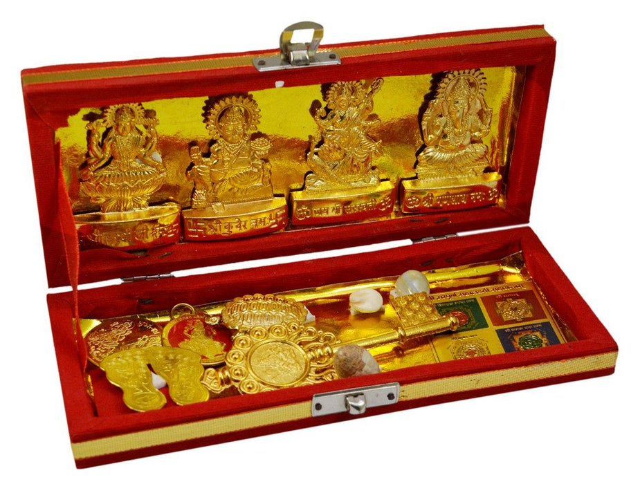 Brass Sri Dhan Laxmi -Kuber Bhandari Yantra (Gold) - BrahmatellsStore