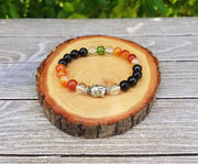 Buddha Protection Bracelet with Fire Agate & Black Onyx | Brahmatells - BrahmatellsStore
