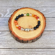 Buddha Protection Bracelet with Fire Agate & Black Onyx | Brahmatells - BrahmatellsStore