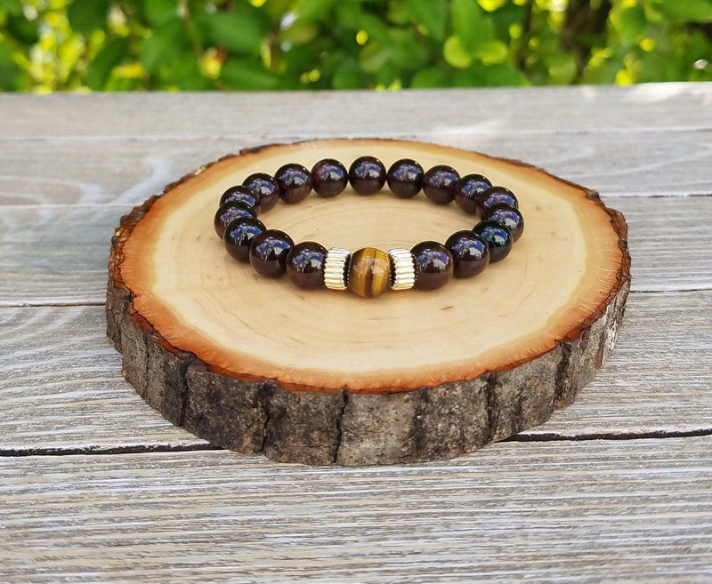 Business Success Bracelet: Tigers Eye & Garnet | Brahmatells Exclusive - BrahmatellsStore