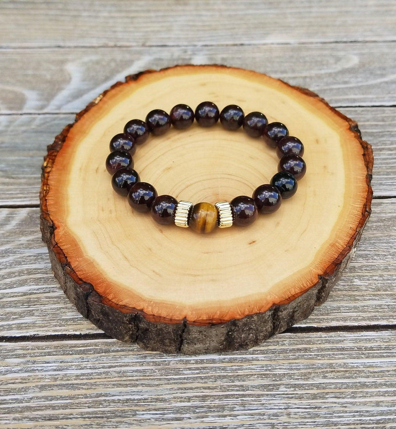 Business Success Bracelet: Tigers Eye & Garnet | Brahmatells Exclusive - BrahmatellsStore