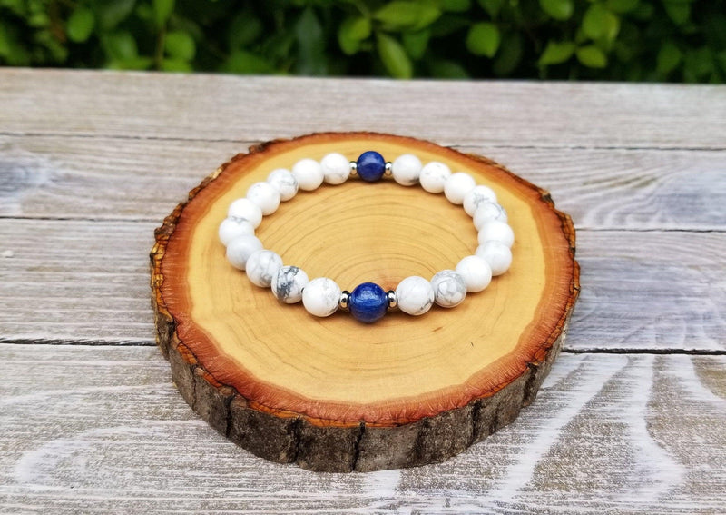 Calming & Focus Bracelet - Meditation Bracelet, Kyanite, Howlite - BrahmatellsStore