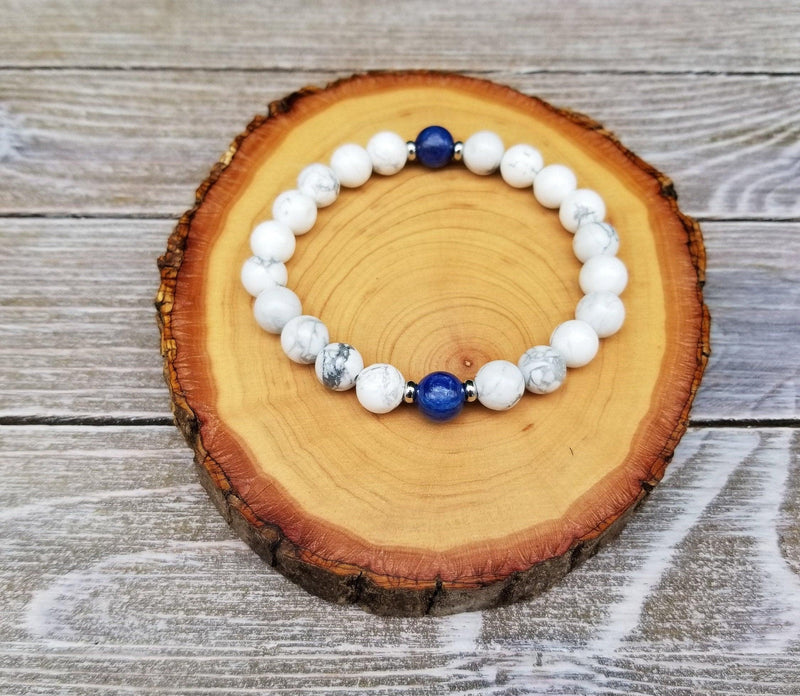 Calming & Focus Bracelet - Meditation Bracelet, Kyanite, Howlite - BrahmatellsStore