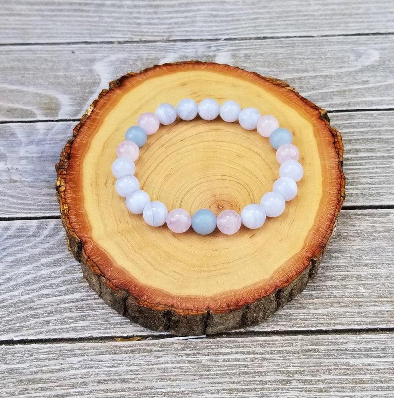 Calming Peace Bracelet: Angelite & Amethyst | Brahmatells - BrahmatellsStore