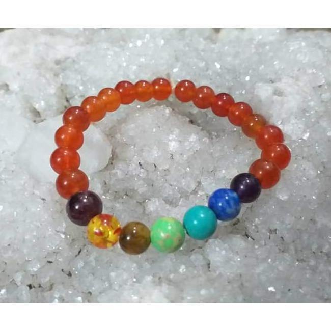 Carnelian & 7 Chakra Bracelet for Vitality & Creativity | Brahmatells - BrahmatellsStore