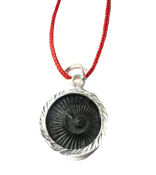 Chakra Shaligram Silver Plated Pendant. - BrahmatellsStore