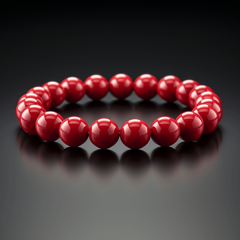 Cherry Red Coral Round Bracelet - Mars Harmony Accessory | Brahmatells - BrahmatellsStore
