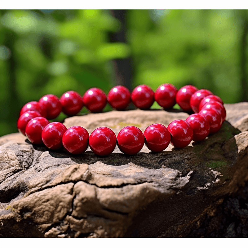 Cherry Red Coral Round Bracelet - Mars Harmony Accessory | Brahmatells - BrahmatellsStore