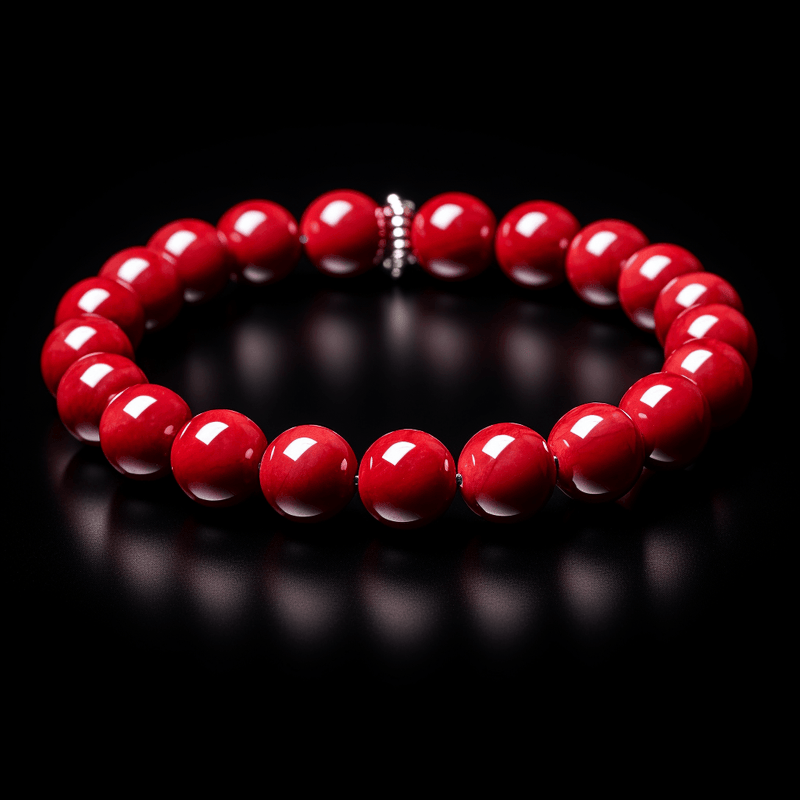Cherry Red Coral Round Bracelet - Mars Harmony Accessory | Brahmatells - BrahmatellsStore
