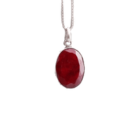 Cherry Red Ruby Manak Pendant in Silver - Sun's Vitality | Brahmatells - BrahmatellsStore