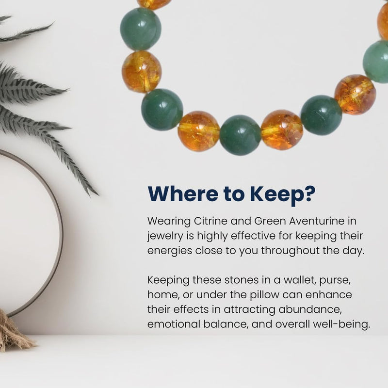 Citrine & Green Aventurine Wealth Bracelet | Business Success & Opportunity - BrahmatellsStore