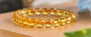 Citrine Diamond Cut Bracelet - 8mm Beads for Men & Women - BrahmatellsStore