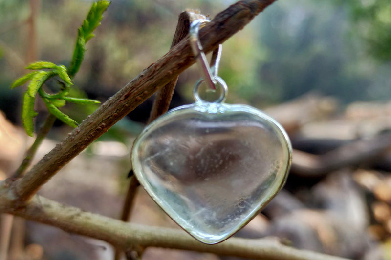 Clear Quartz Crystal Heart Pendant - BrahmatellsStore