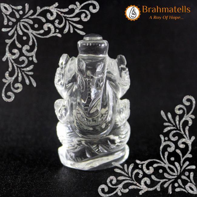 Clear Quartz Ganesha Idol for Prosperity & Protection | Brahmatells - BrahmatellsStore