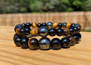 Couples Tiger's Eye & Obsidian Bracelet for Harmony | Brahmatells - BrahmatellsStore
