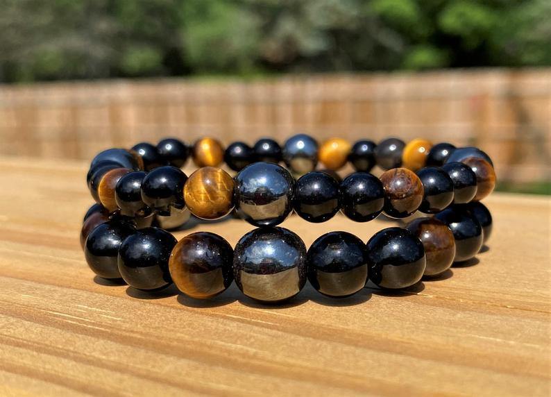 Couples Tiger's Eye & Obsidian Bracelet for Harmony | Brahmatells - BrahmatellsStore