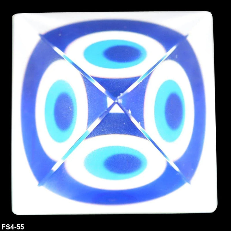 Crystal Evil Eye Glass Pyramid (Clear and Blue, Standard) - BrahmatellsStore