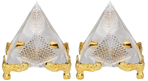 Crystal Glass Pyramid with Golden Stand - BrahmatellsStore