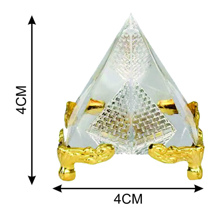 Crystal Glass Pyramid with Golden Stand - BrahmatellsStore