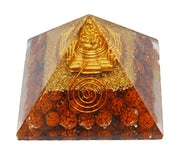 Crystal Pyramid with Shri Yantra and Rudraksha for Spiritual Healing, Meditation, Health & Wealth - BrahmatellsStore